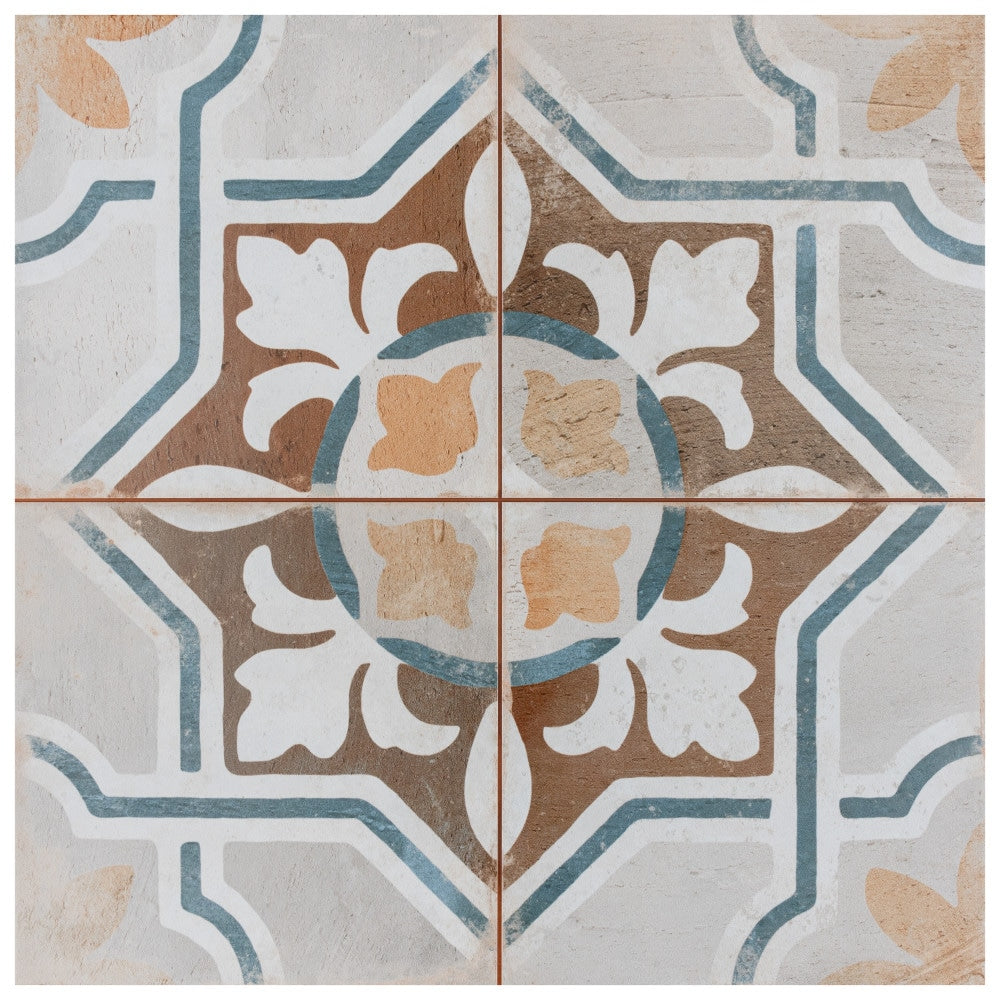 Affinity Tile Kings Clay Seal 18-in x 18-in Matte Ceramic Encaustic Floor and Wall Tile product image