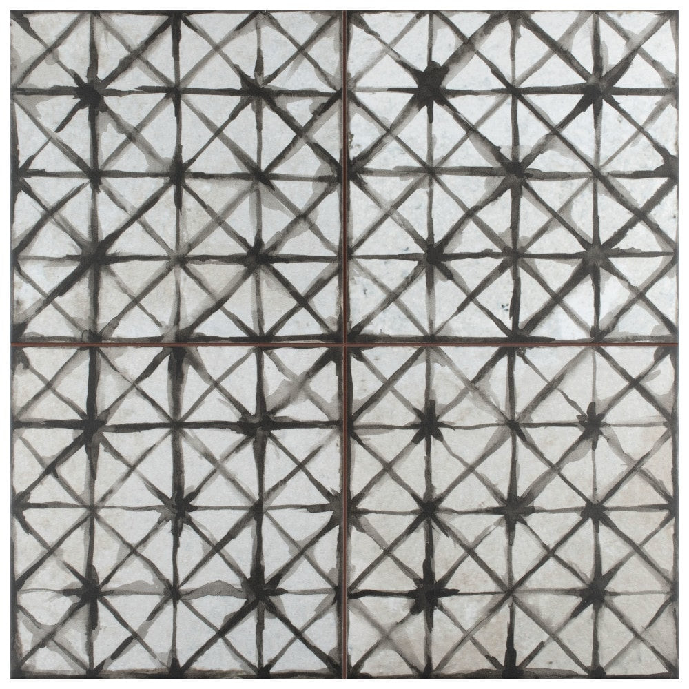 Affinity Tile Kings Temple Nero 18-in x 18-in Matte Ceramic Encaustic Floor and Wall Tile product image