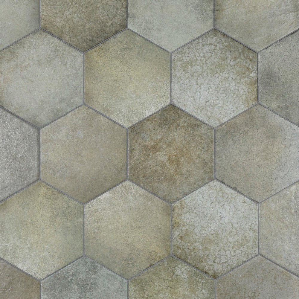 Affinity Tile Heritage Hex Jungle 7-in x 8-in Multi-finish Porcelain Hexagon Floor and Wall Tile product image