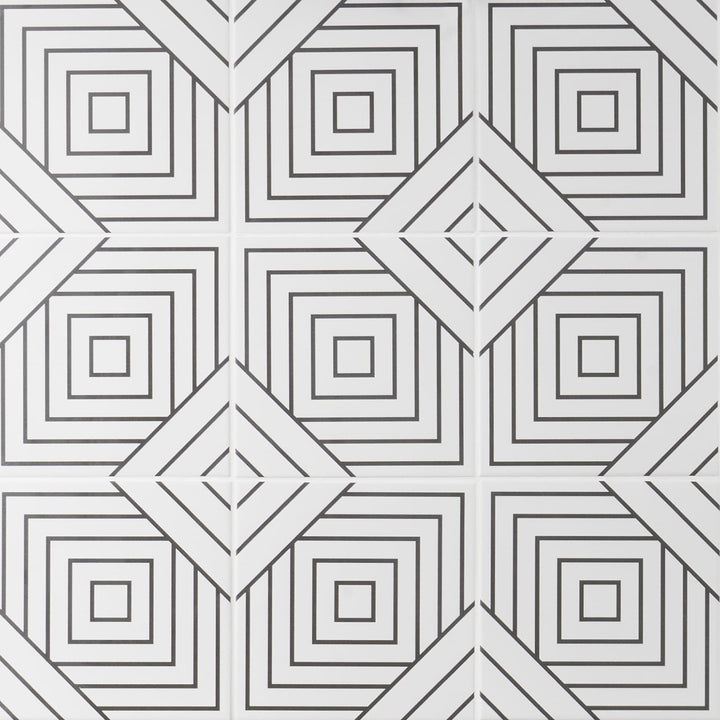 Artmore Tile Record Line Positive 8-in x 8-in Matte Porcelain Encaustic Floor and Wall Tile product image