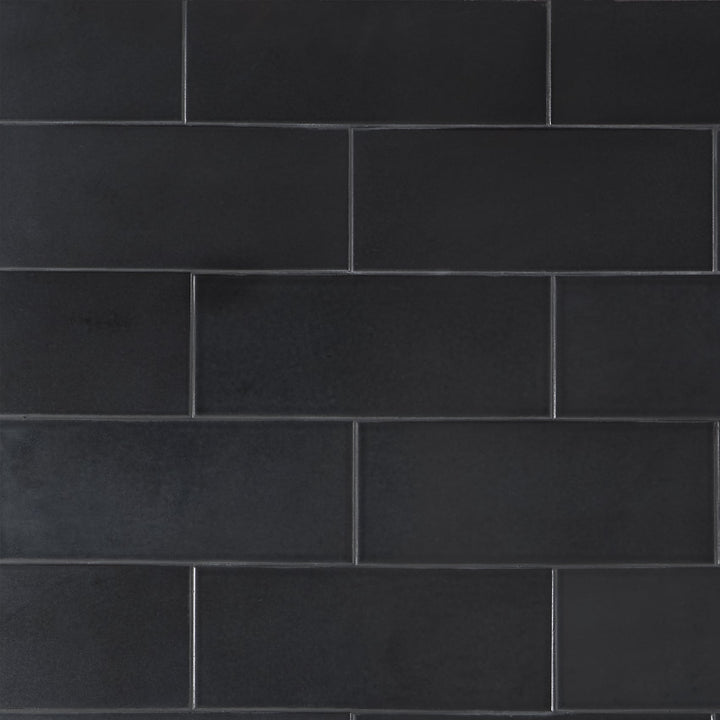 Artmore Tile Zest Black 5-in x 12-in Glazed Porcelain Encaustic Wall Tile product image