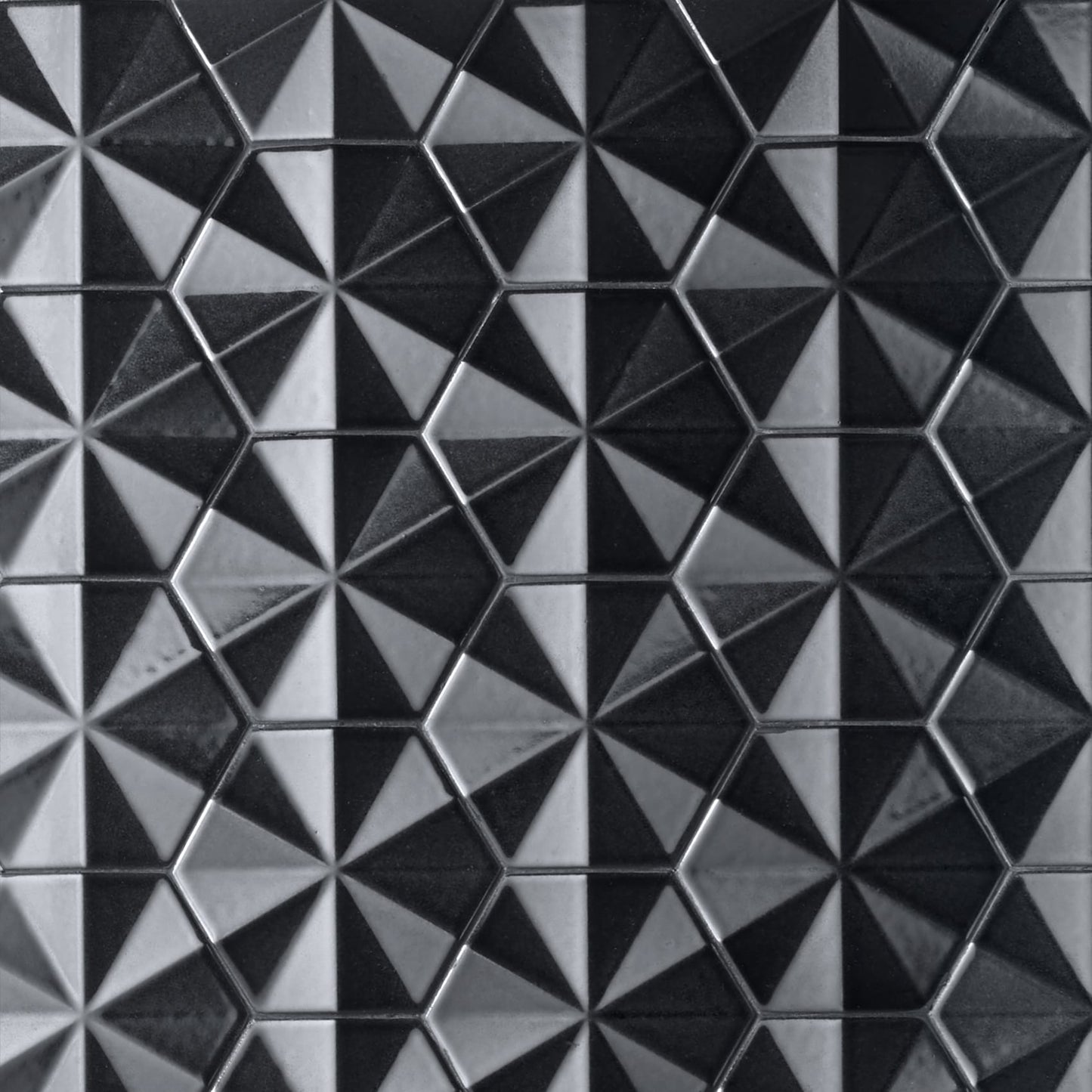 Artmore Tile Zest Black 6-in x 7-in Matte Porcelain Encaustic Hexagon Wall Tile product image