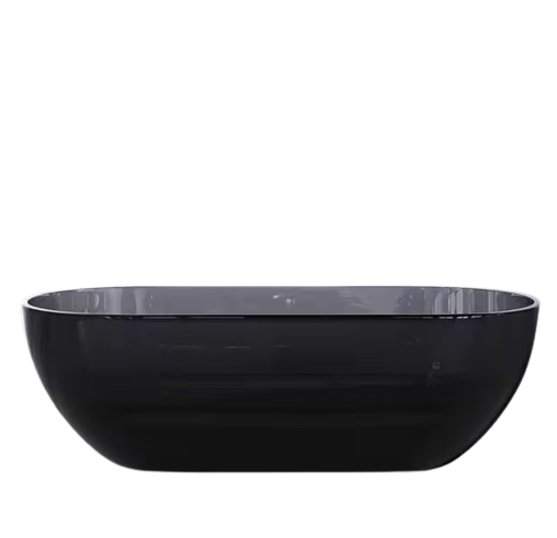 Kylie 69 in. x 29 in. Stone Resin Freestanding Soaking Bathtub in Transparent Gray