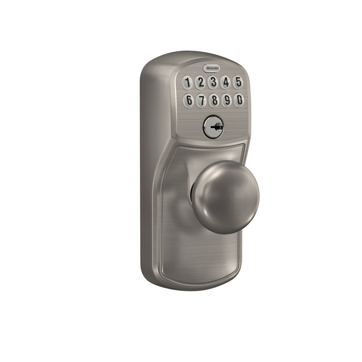 Schlage Plymouth Satin Chrome Electronic Keypad Door Lock with Orbit Knob