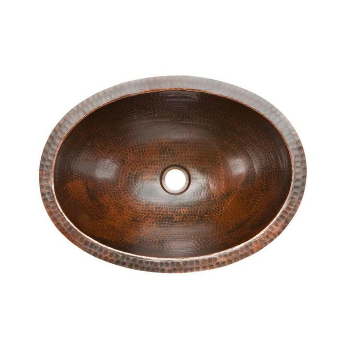 Premier Copper Products Under-Counter Oval Hammered Copper Bathroom Sink in Oil Rubbed Bronze