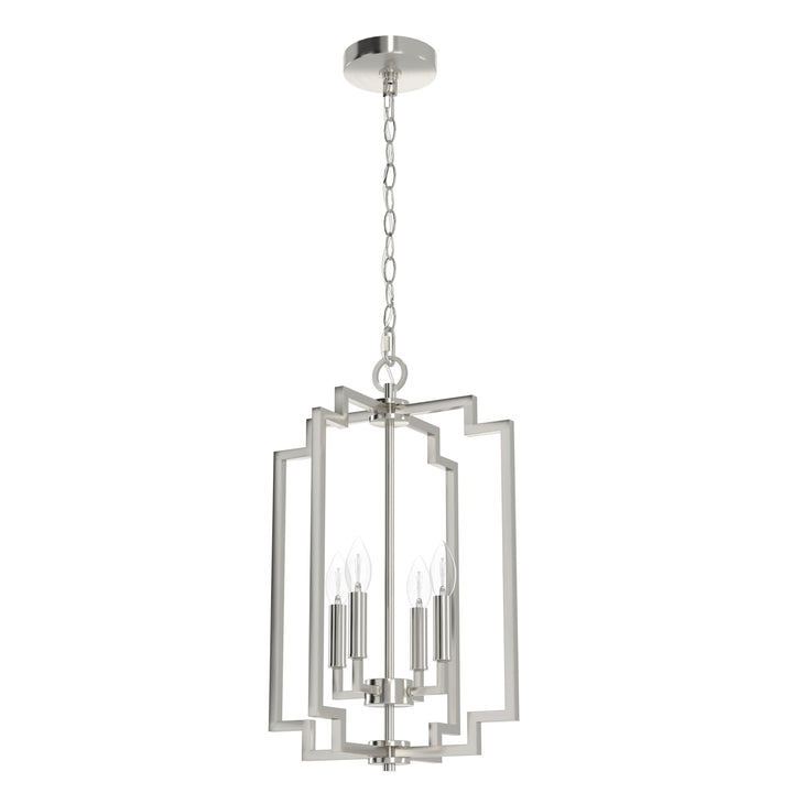 Hunter Zoanne 4-Light Brushed Nickel Modern/Contemporary Geometric LED Medium Hanging Kitchen Island Light