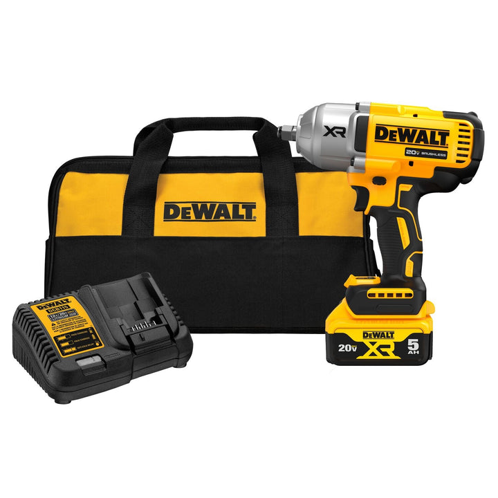 DEWALT XR 20-Volt MAX Brushless 1/2-in Cordless Impact Wrench Kit with 5.0Ah Battery & Charger