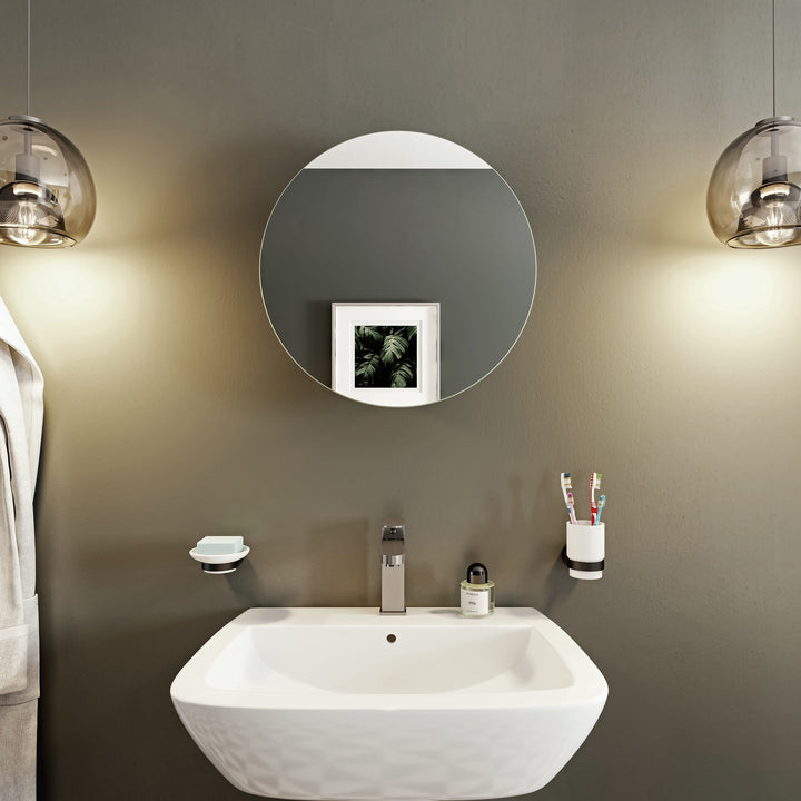 Croydex 19.7-in x 19.7-in Surface Mount Polished Stainless Steel Mirrored Round Medicine Cabinet