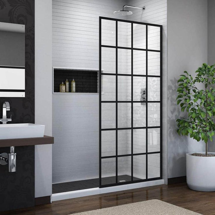 DreamLine French Linea Toulon 34 in. W x 72 in. H Frameless Fixed Shower Screen, Satin Black