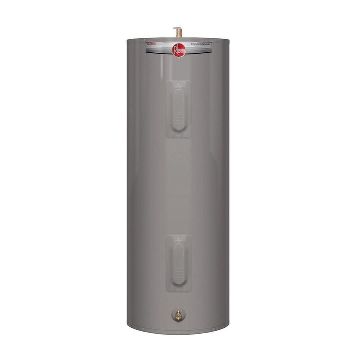 Rheem PROE50 T2 RH95 water heater shown centered on a square white background