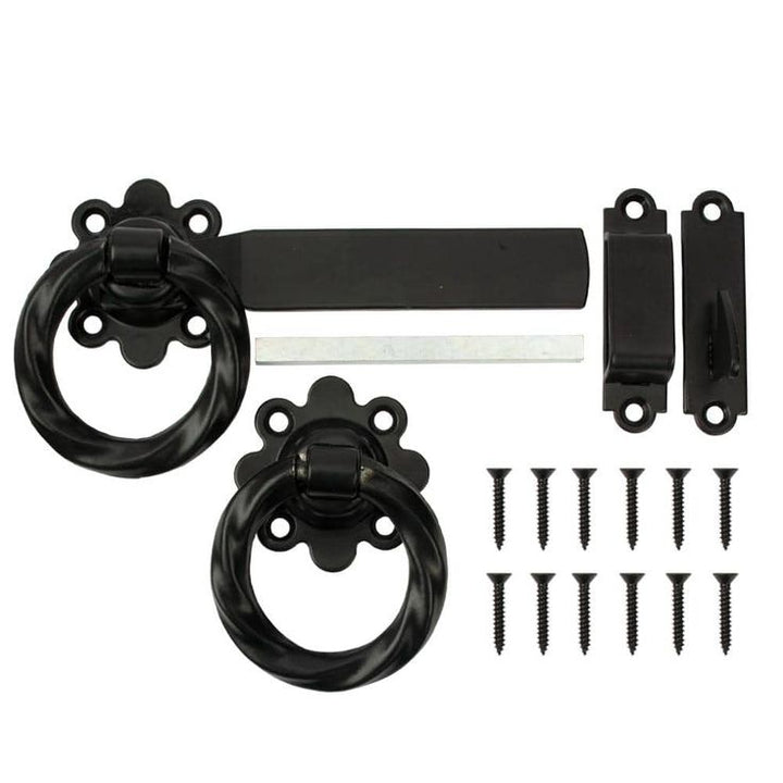 Everbilt 6 in. Black Heavy Duty Decorative Gate Ring Latch