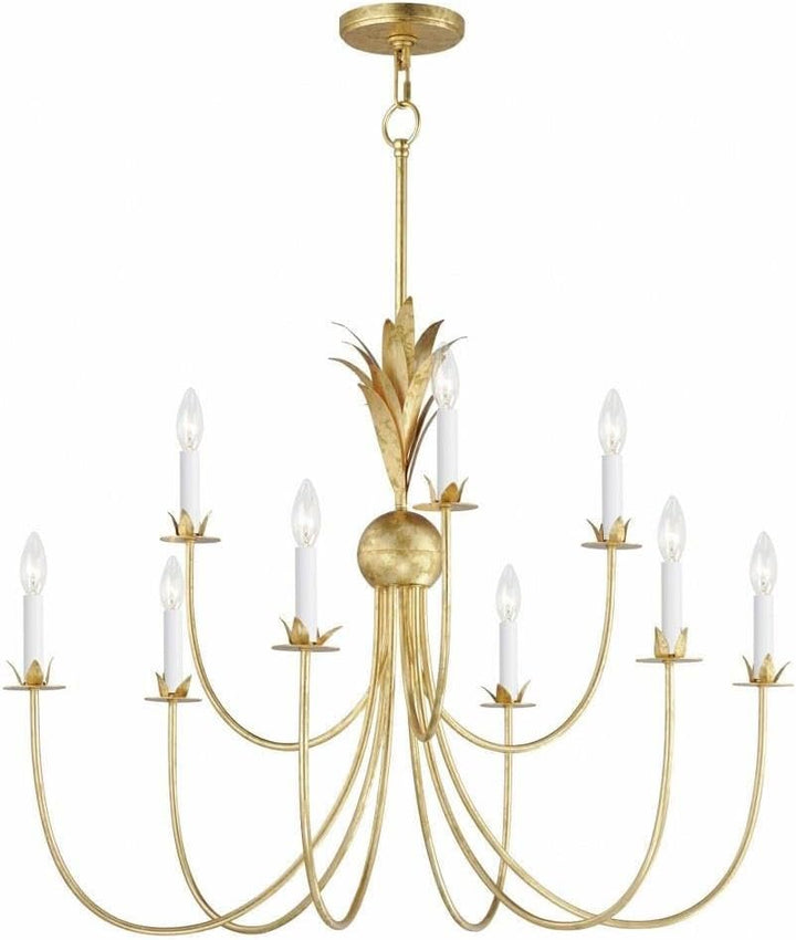 Maxim Lighting Paloma 9-Light Gold Leaf Chandelier, 36" x 36" x 28"
