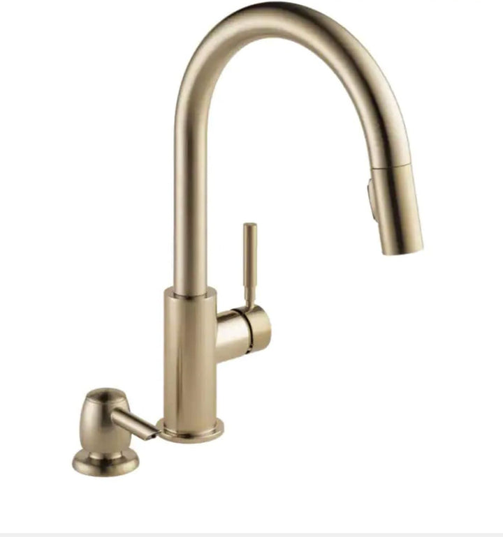Delta Trask Champagne Bronze 1‑Handle Deck‑Mount Pull‑Down Kitchen Faucet with Deck Plate