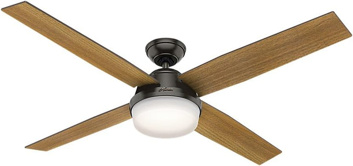 Hunter Dempsey 60-in Brushed Nickel LED Indoor Ceiling Fan with Remote, 4-Blade
