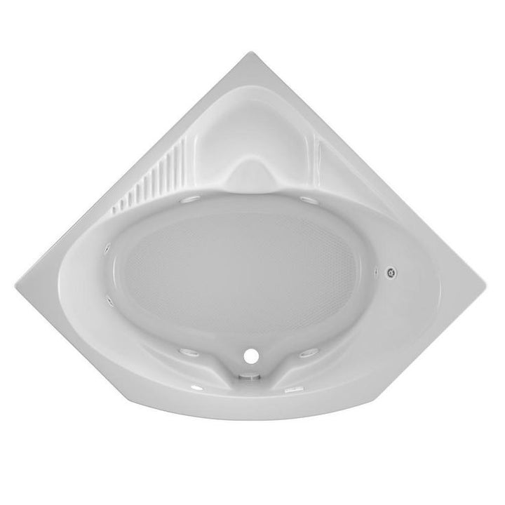CAPELLA 55 in. x 55 in. Acrylic Center Drain Corner Drop-In Whirlpool Bathtub with Heater in White
