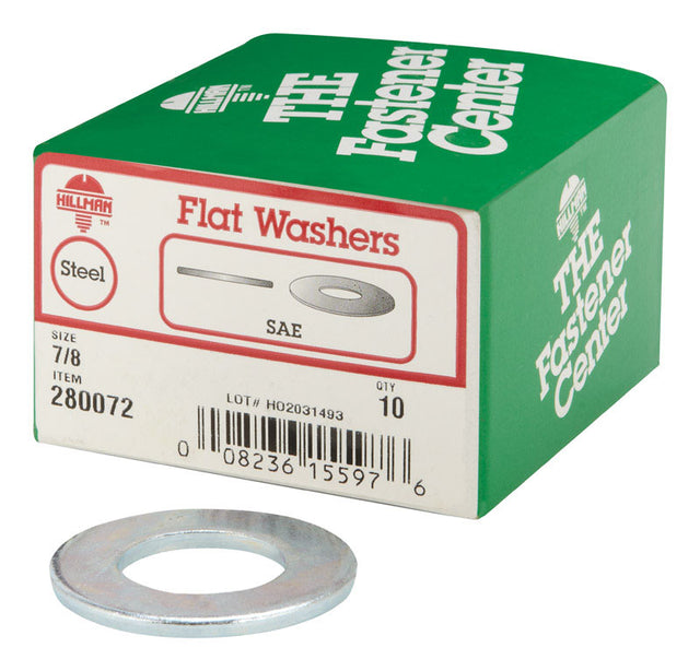 Hillman Zinc-Plated Steel 7/8 in. SAE Flat Washer, 10-Pack