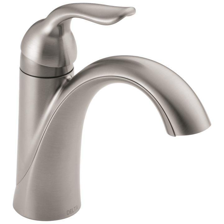 Delta Lahara Stainless 1‑Handle Single‑Hole/4‑in Centerset WaterSense Bathroom Sink Faucet with Drain