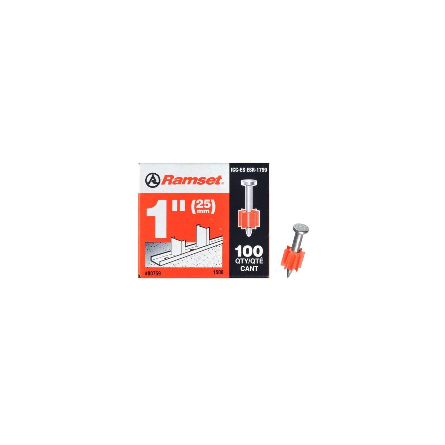 Ramset Drive Pin Powder Fastener 1" x .3" 100/Box