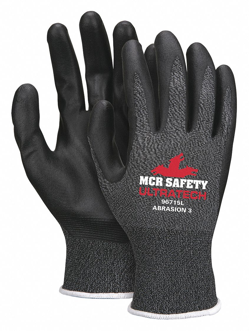 MCR SAFETY UltraTech Knit Gloves with Foam Nitrile Coating, Size L, 12 Pack