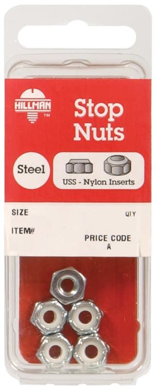 Hillman #10-24 Zinc-Plated Steel USS Nylon Lock Nuts, 5-Pack