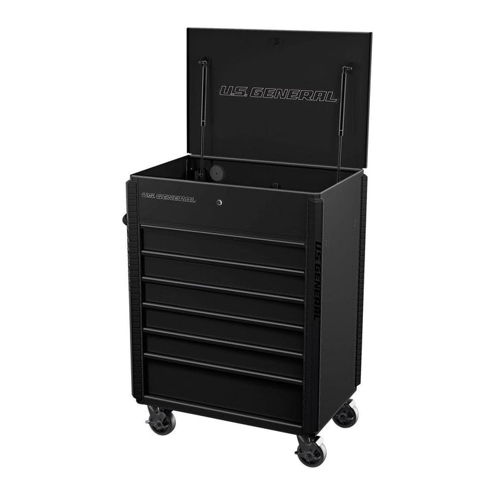 U.S. GENERAL 34 in. x 23 in., 6-Drawer Full-Bank Service Cart, Black