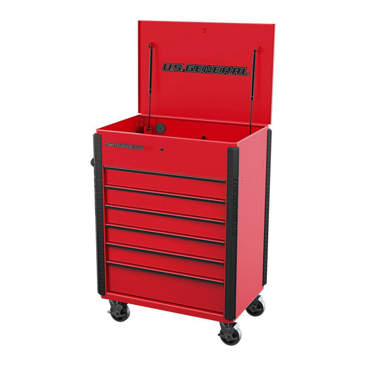 U.S. GENERAL 34 in. x 23 in., 6-Drawer Full-Bank Service Cart, Red