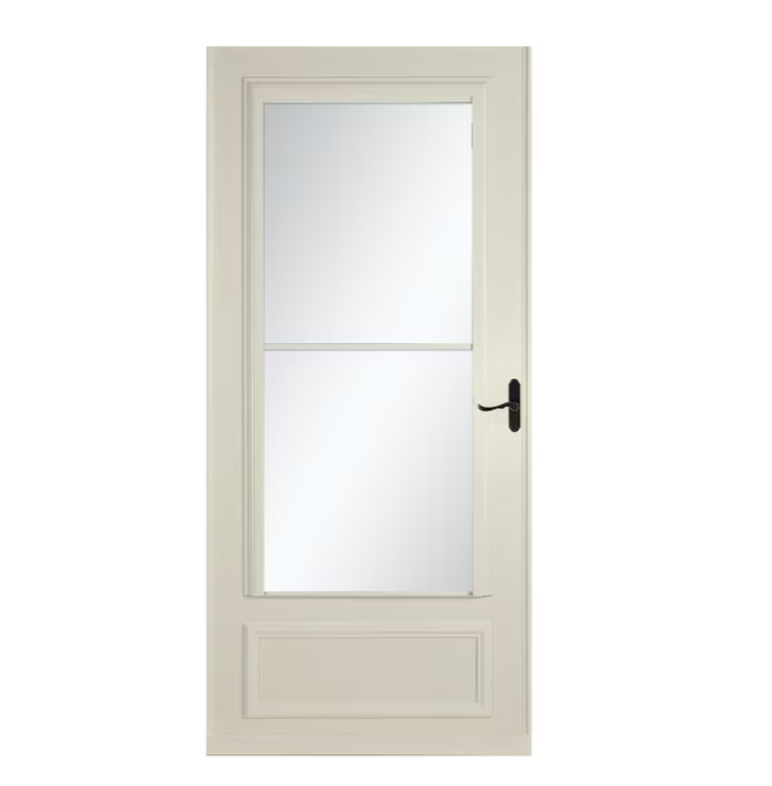 LARSON Savannah 32-in x 81-in Almond Mid-view Retractable Screen Wood Core Storm Door with Aged Bronze Handle