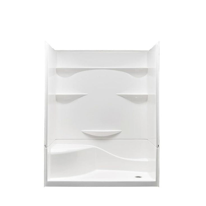 Varia 30 in. x 60 in x 76 in. 4 -pc AcrylX Acrylic Finished Shower Stall with Right Drain and Left Seat in White
