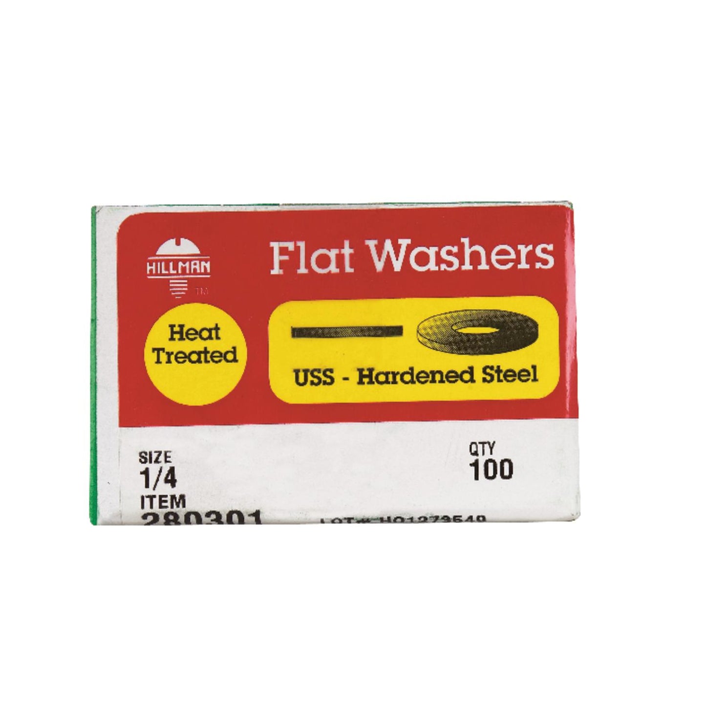 Hillman Yellow Dichromate Steel 1/4 in. USS Flat Washer, 100-Pack