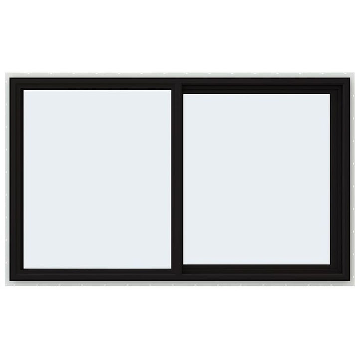 JELD-WEN FiniShield V-4500 59-1/2-in x 35-1/2-in x 3-in Jamb Right-operable Vinyl Black Sliding Window Full Screen Included