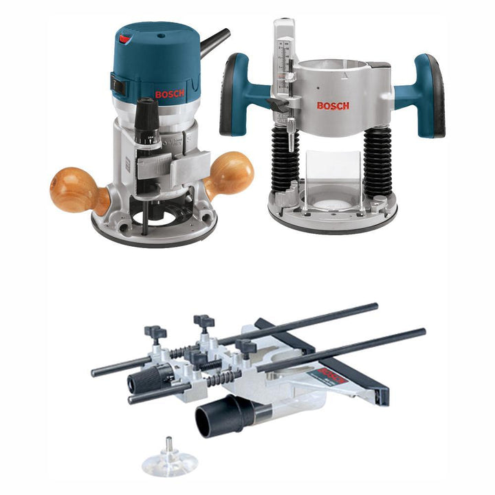12 Amp 2-1/4 HP Plunge and Fixed Base Corded Router Kit with Bonus Guide, Dust Extraction Hood and Adapter - Super Arbor