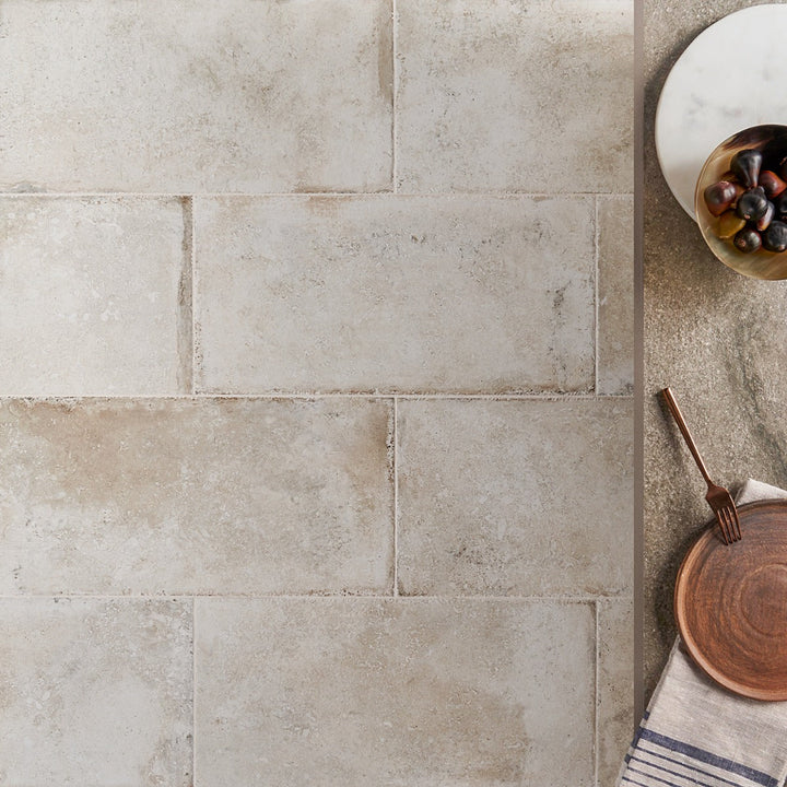 Seville Olimpia White 12x24 Matte Porcelain Tile - Travertine Look