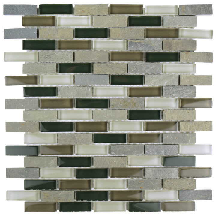 Affinity Tile Tessera Subway Stonehenge 11-in x 12-in Multi-finish Glass Mosaic Wall Tile product image