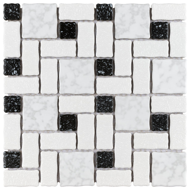Affinity Tile Academy White and Black 12-in x 12-in Multi-finish Porcelain Mosaic Floor and Wall Tile product image