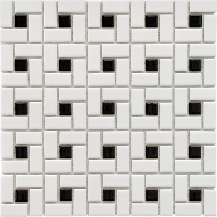 Affinity Tile Spiral Black and White 13-in x 13-in Multi-finish Porcelain Mosaic Floor and Wall Tile product image