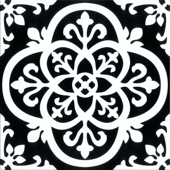 Lucida USA (Sample) BaseCore Florentine Black and White Patterned Look 12-mil Water Resistant Peel and Stick Vinyl Tile