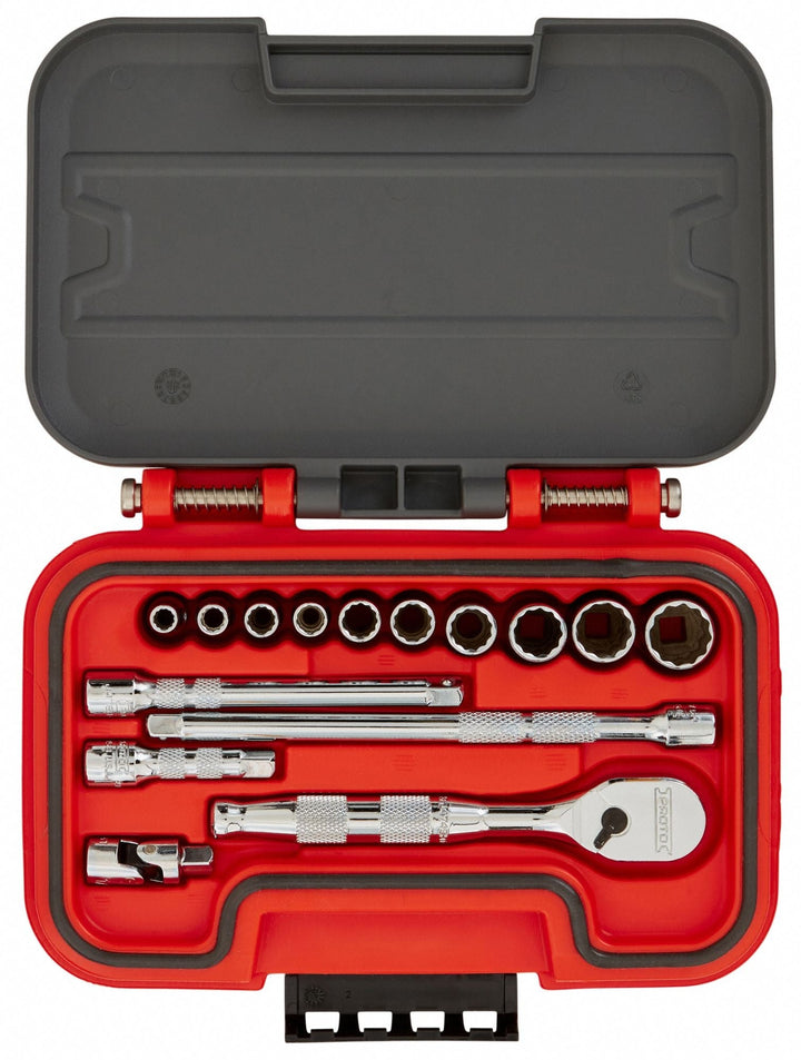 PROTO 15-Piece 1/4" Drive SAE Socket Set with 12-Point Sockets