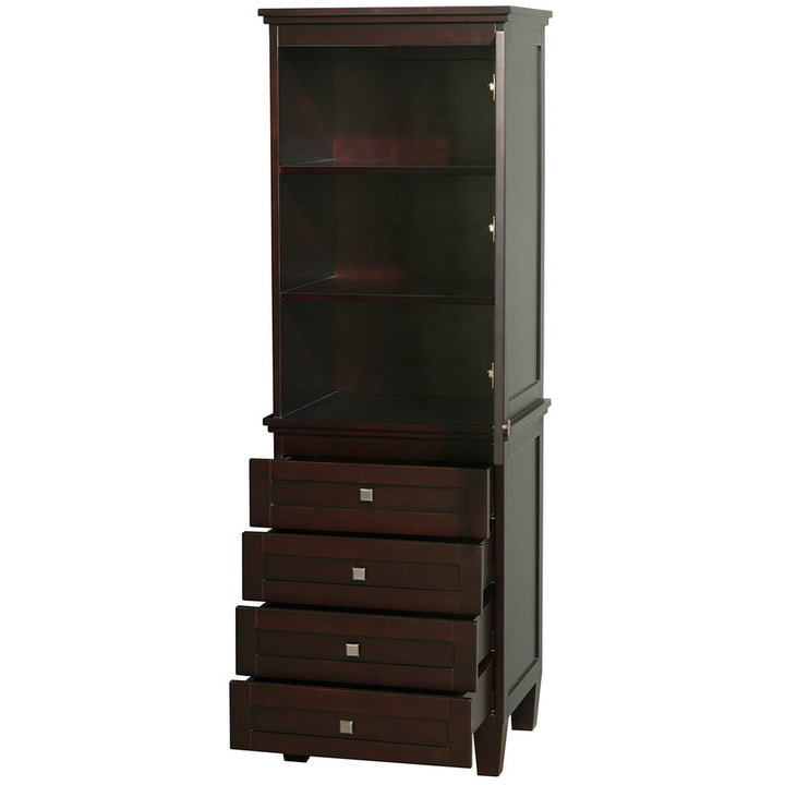Wyndham Collection Acclaim 24-in W x 72.25-in H x 20-in D Espresso Oak Freestanding Linen Cabinet