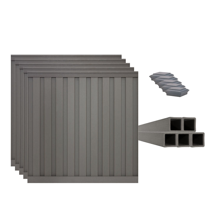 Trex Fencing 8-ft H x 8-ft W 5-Pack Winchester Grey Board-on-board Privacy Composite Fence Panel