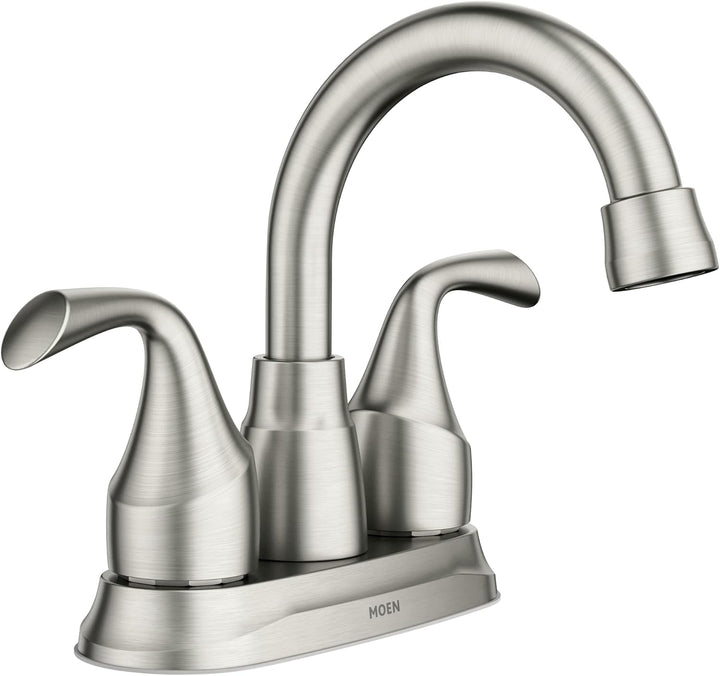 Moen Idora Spot Resist Brushed Nickel Two-Handle Centerset Bathroom Sink Faucet with Drain Assembly
