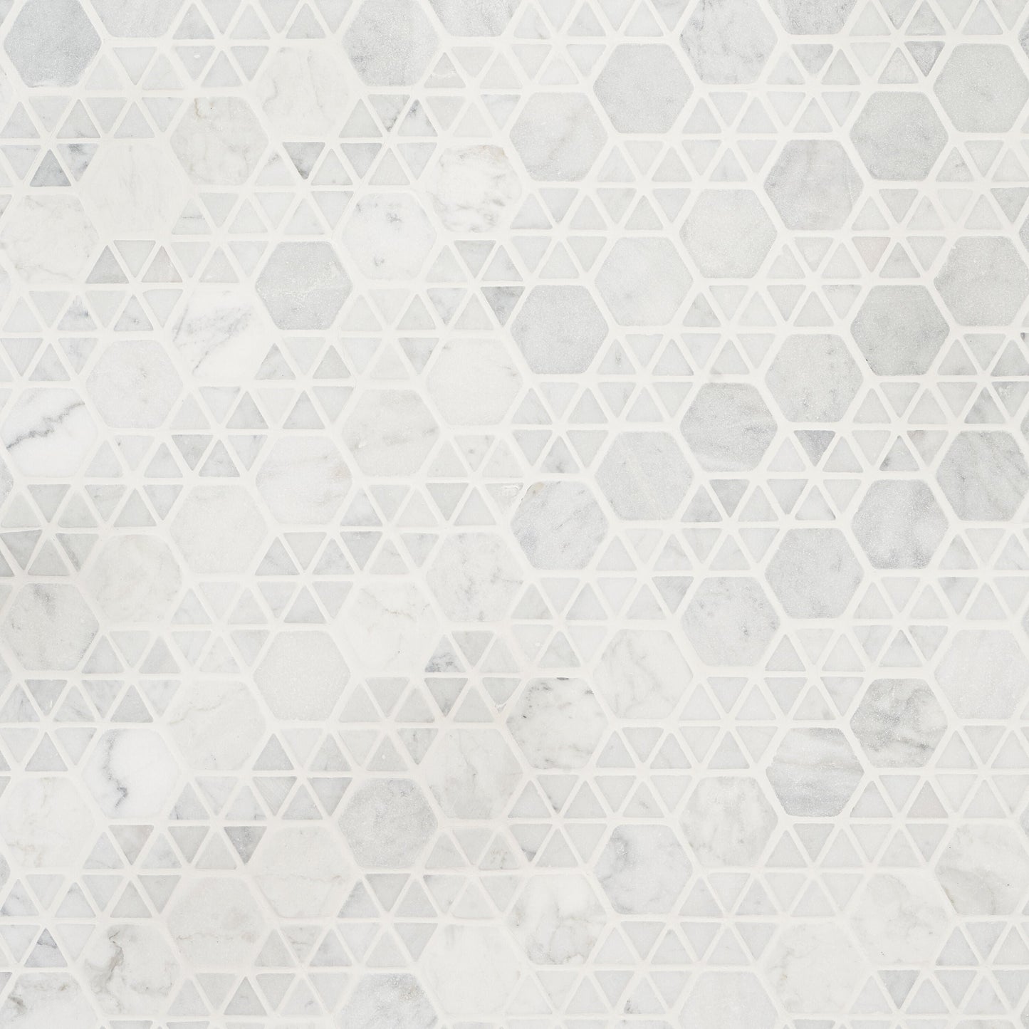 Artmore Tile Triade White Carrara 12-in x 12-in Honed Natural stone Marble Marble look Multi-shaped Mosaic Floor and Wall Tile product image