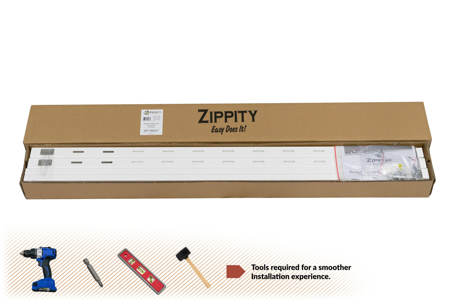 Zippity Outdoor Products Baskenridge 2 Panels 3-ft H x 3.5-ft W White Privacy Vinyl Flat-top Fence Panel (Unassembled)