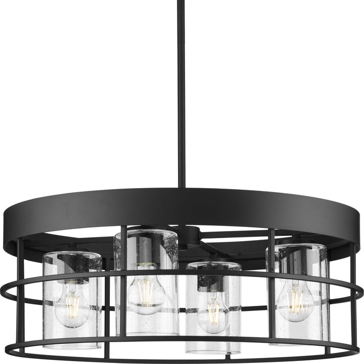 Progress Lighting Burgess 4-Light Matte Black Craftsman Chandelier