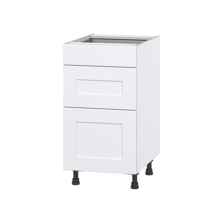 Hugo&Borg Jolie 18-in W x 34.5-in H x 25-in D Warm White 3-Drawer Base Fully Assembled Cabinet