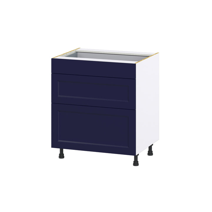 Hugo&Borg Lorette 30-in W x 34.5-in H x 25-in D Navy Blue 3-Drawer Base Fully Assembled Cabinet