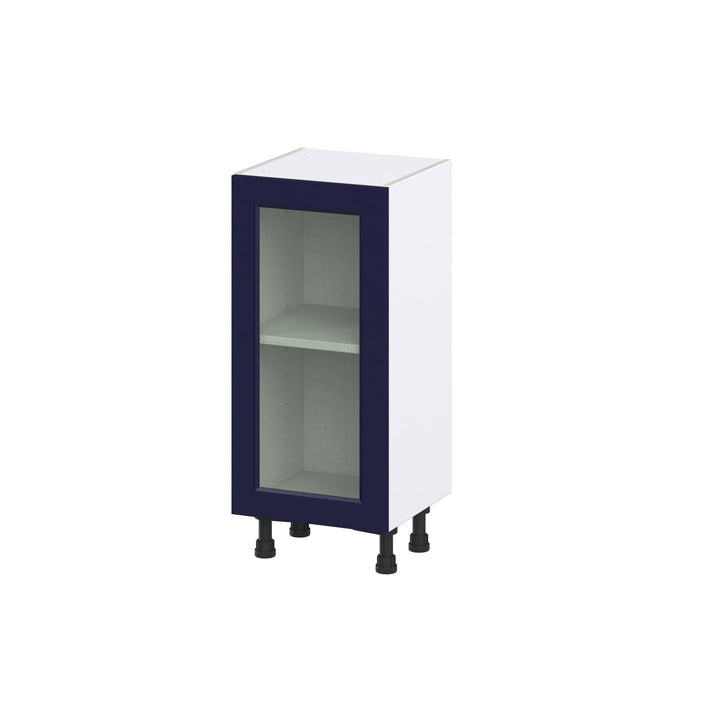 Hugo&Borg Lorette 15-in W x 34.5-in H x 16-in D Navy Blue Base Fully Assembled Cabinet (Glass Panel Shaker Door Style)