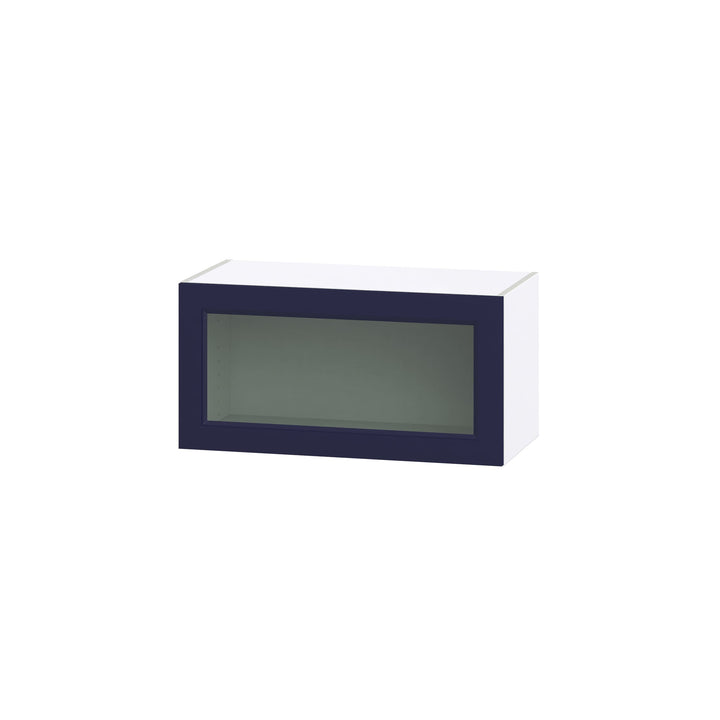 Hugo&Borg Lorette 30-in W x 15-in H x 14-in D Navy Blue Wall Fully Assembled Cabinet (Glass Panel Shaker Door Style)
