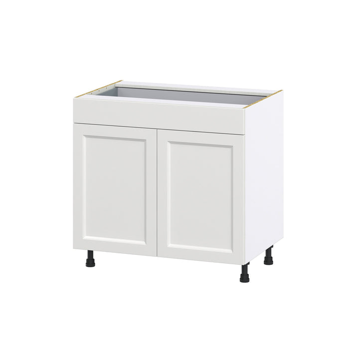 Hugo&Borg Riviera 36-in W x 34.5-in H x 24-in D Bright White 1-Drawer Base Fully Assembled Cabinet (Recessed Panel Shaker Style)