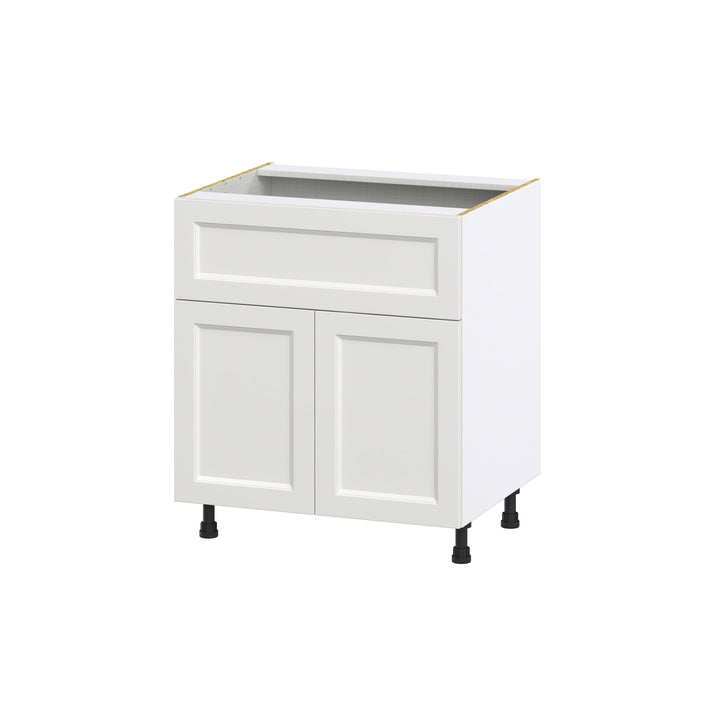 Hugo&Borg Riviera 30-in W x 34.5-in H x 24-in D Bright White 1-Drawer Base Fully Assembled Cabinet (Recessed Panel Shaker Style)