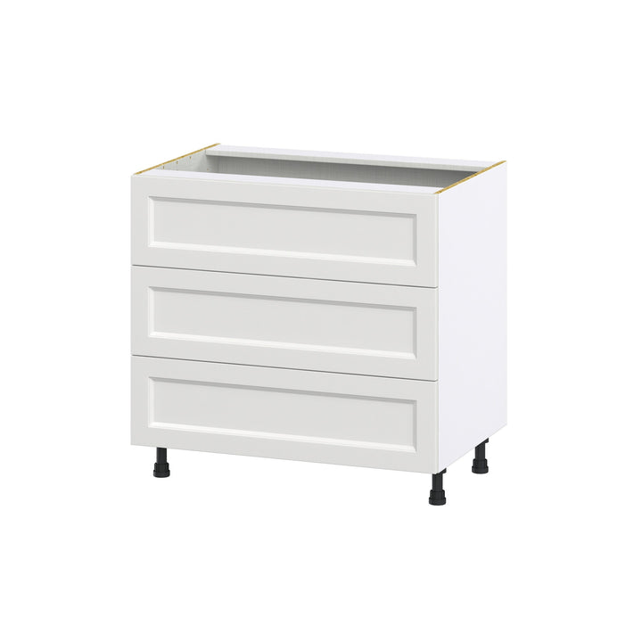 Hugo&Borg Riviera 36-in W x 34.5-in H x 24-in D Bright White 3-Drawer Base Fully Assembled Cabinet